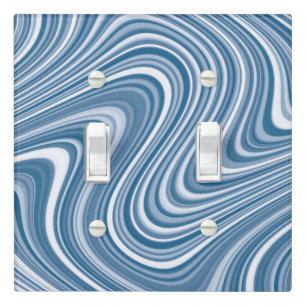 Modern Cool Blue White Silver Grey Curvy Lines Light Switch Cover
