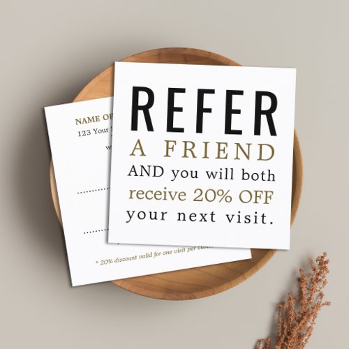 Modern Cool Bold Black White Antique Golden Referral Card