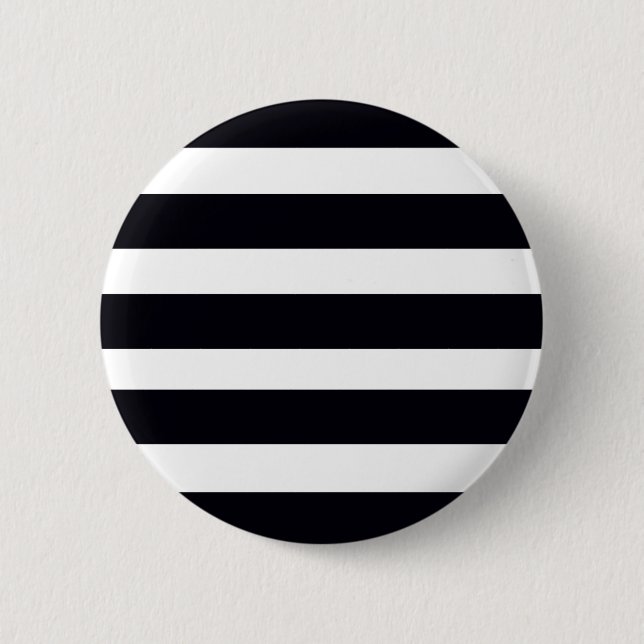 Modern Cool Chic Black And White Striped Cute Button (Front)
