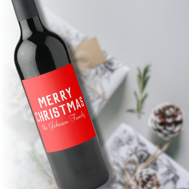 Modern Cool Classic Red Christmas Wine Label (Creator Uploaded)