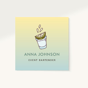 Modern Cool Cocktails Lime in a Glass Bartender Square Business Card