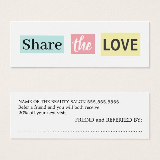 Modern Cool Colorful Beauty Salon Referral (Front & Back)