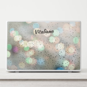 Modern Cool Colorful Bokeh Lights Name Raindrops HP Laptop Skin