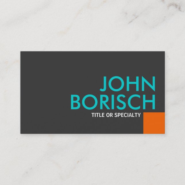 Modern Cool Colors Orange Turquoise Business Card (Front)