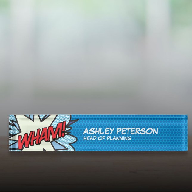 Modern Cool Comic Book Pop Art Flash WHAM Desk Name Plate (Modern Cool Comic Book Pop Art Flash WHAM Desk Name Plate)