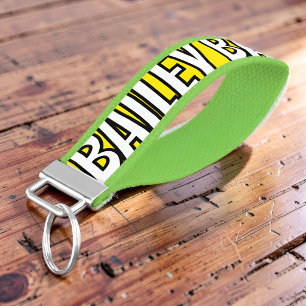 Modern Cool Custom Name Bold Text Wrist Keychain