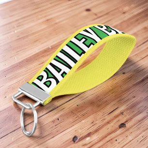 Modern Cool Custom Name Bold Text Wrist Keychain