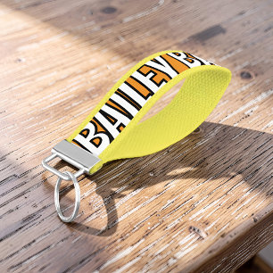 Modern Cool Custom Name Bold Text Wrist Keychain