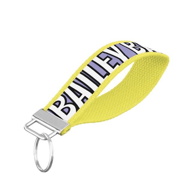 Modern Cool Custom Name Bold Text  Wrist Keychain (Angled Down)