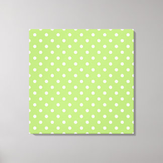 Modern, cool digital art, lime green polka dots. canvas print