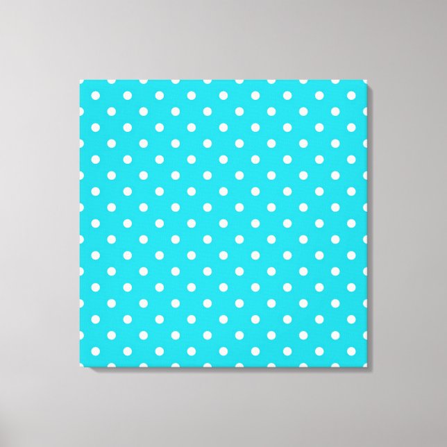 Modern, cool digital art, teal polka dots. canvas print (Front)