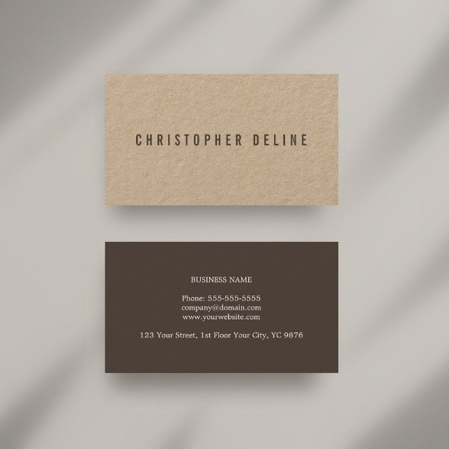 Modern Cool Elegant Brown Kraft Paper Consultant Business Card (Creator Uploaded)