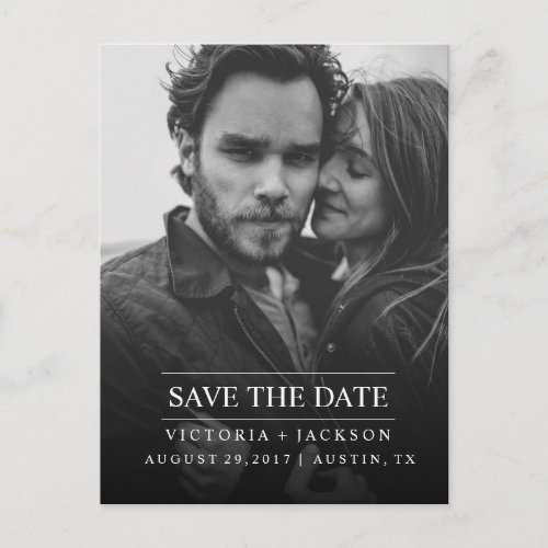 MODERN COOL ELEGANT PHOTO SAVE THE DATE ANNOUNCEMENT POSTCARD