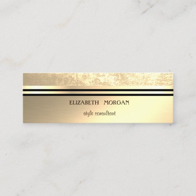 Modern Cool Elegant Professional Gold,Stripe Mini Business Card (Front)