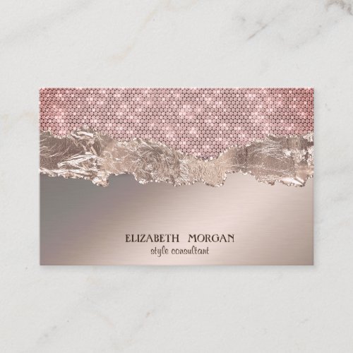 Modern Cool Elegant Professional Rose Gold Sequins Business Card