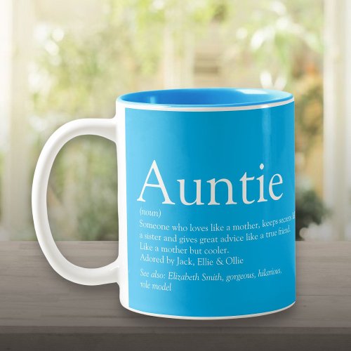 Modern Cool Favorite Aunt Auntie Definition Blue Two_Tone Coffee Mug