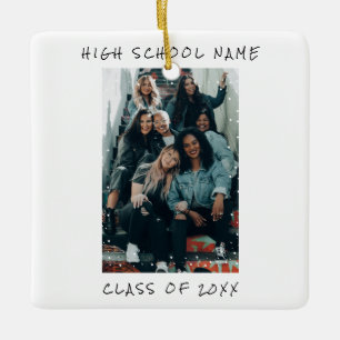 Modern Cool Friends College Photo Holiday Ceramic Ornament