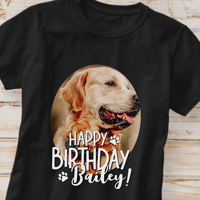 Modern Cool Fun Custom Pet Photo Birthday Greeting T-Shirt (Creator Uploaded)