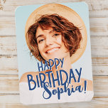 Modern Cool Fun Custom Photo Birthday Greeting Magnet<br><div class="desc">Design is modern and simple. Add a custom photo of the birthday celebrant and add his/her name.</div>