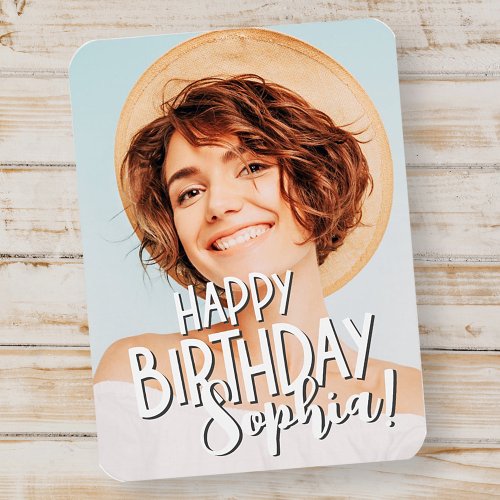 Modern Cool Fun Custom Photo Birthday Greeting Magnet