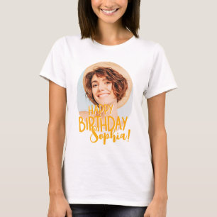 Modern Cool Fun Custom Photo Birthday Greeting T-Shirt