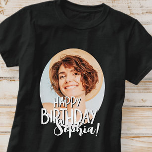 Modern Cool Fun Custom Photo Birthday Greeting T-Shirt