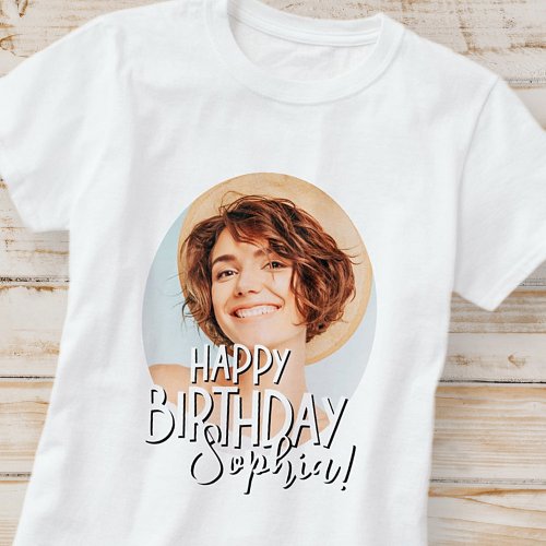 Modern Cool Fun Custom Photo Birthday Greeting T_Shirt