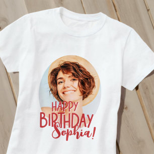 Modern Cool Fun Custom Photo Birthday Greeting T-Shirt