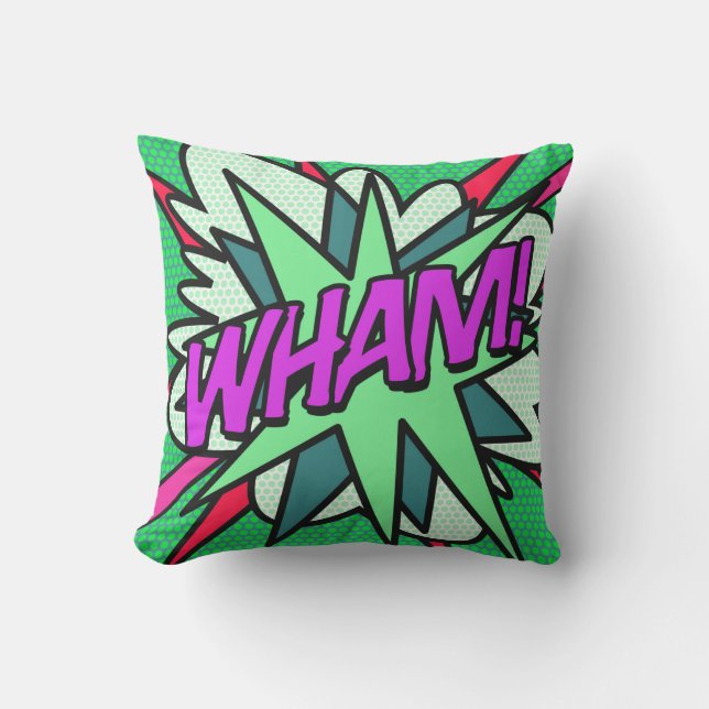 Modern Cool Fun WHAM Comic Book Outdoor Pillow (Front)
