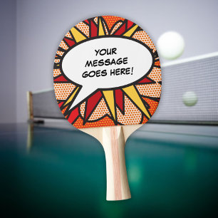 Modern Cool Funny Personalized Speech Bubble Ping Pong Paddle
