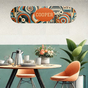 Modern Cool Geometric Forms Quirky Psychedelic Art Skateboard