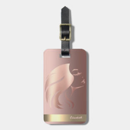 Modern Cool Girl Face Silhouette - Personalized Luggage Tag