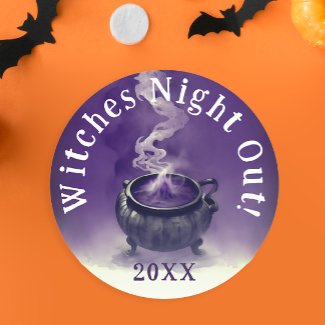 Modern Cool Girls Night Out Purple Witch Cauldron