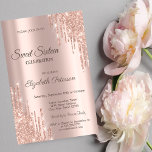 Modern Cool Glitter Drips Rose Gold  Sweet 16 Invitation<br><div class="desc">A modern,  chic and glamorous Sweet 16 with glitter drips on a rose gold background.</div>