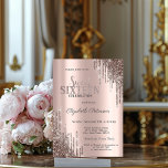 Modern Cool Glitter Drips Rose Gold Sweet 16  Invitation<br><div class="desc">A modern,  chic and glamorous Sweet 16 with glitter drips on a rose gold background.</div>