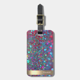 Modern Cool  Glitter Gold Stripe - Personalized Luggage Tag