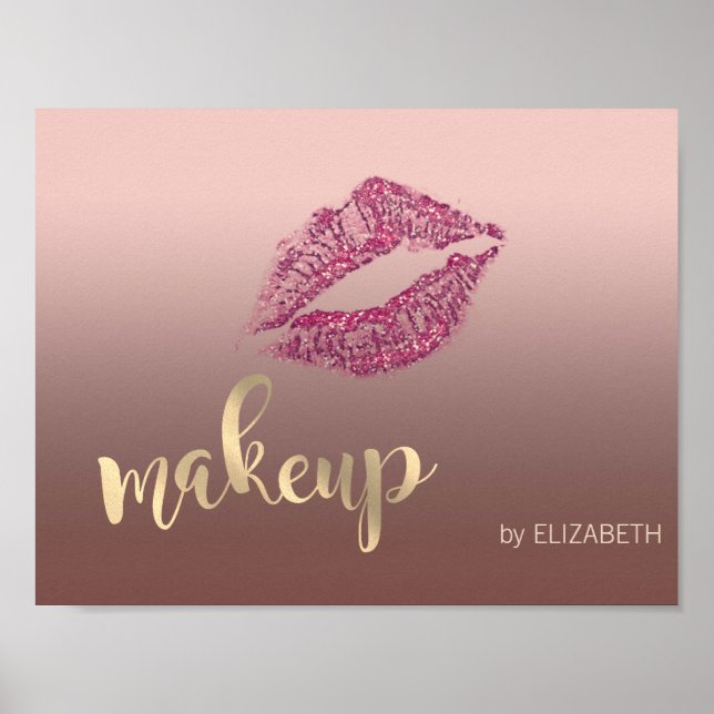 Modern Cool Glittery Lips , Makeup artist Poster (Front)
