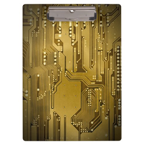 Modern Cool Gold Circuit Board High Tech Photo Clipboard