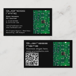 Modern Cool Gold Green Circuit Computer Repair Business Card