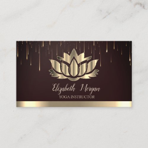 Modern Cool Gold Lotus Gold Stripe Drips Yoga   Business Card