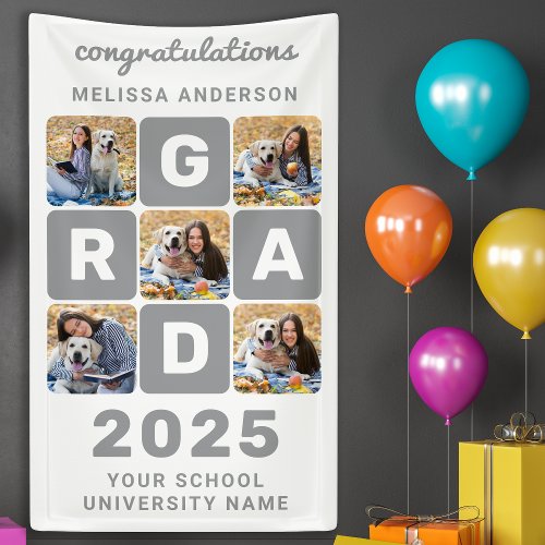 Modern Cool Grad Custom 5 Photo Collage Graduation Banner