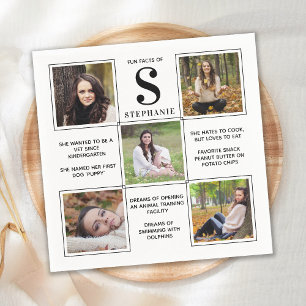 Modern Cool Graduate Fun Facts Unique 5 Photo Napkins