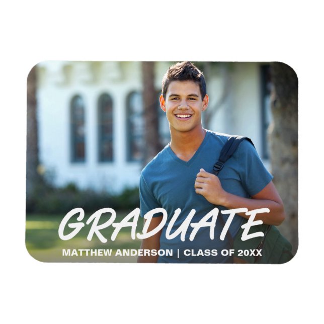 Modern Cool Graduation Announcement Photo W Magnet (Horizontal)