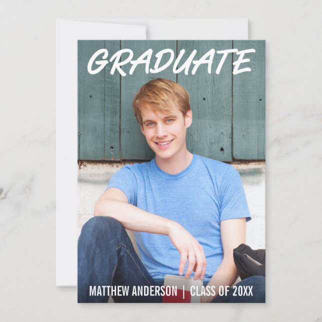 Modern Cool Graduation Announcement Photo WT (Front)