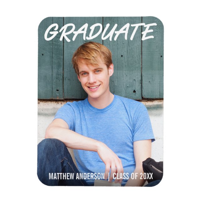 Modern Cool Graduation Announcement Photo WT Magnet (Vertical)