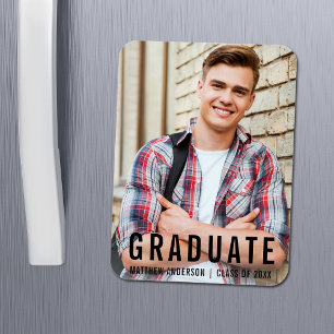 Modern Cool Graduation Photo Announcement Magnet