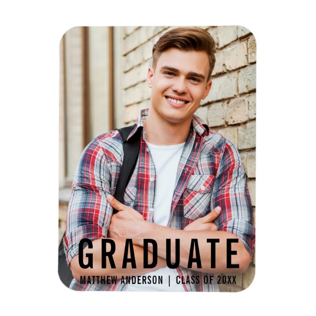 Modern Cool Graduation Photo Announcement Magnet (Vertical)