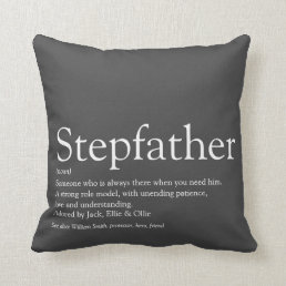 Modern Cool Gray Fun Stepfather Stepdad Quote Throw Pillow