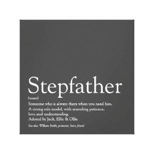 Modern Cool Gray Stepfather Stepdad Quote Canvas Print