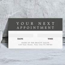 Modern Cool Grey White Beauty Appointment Card